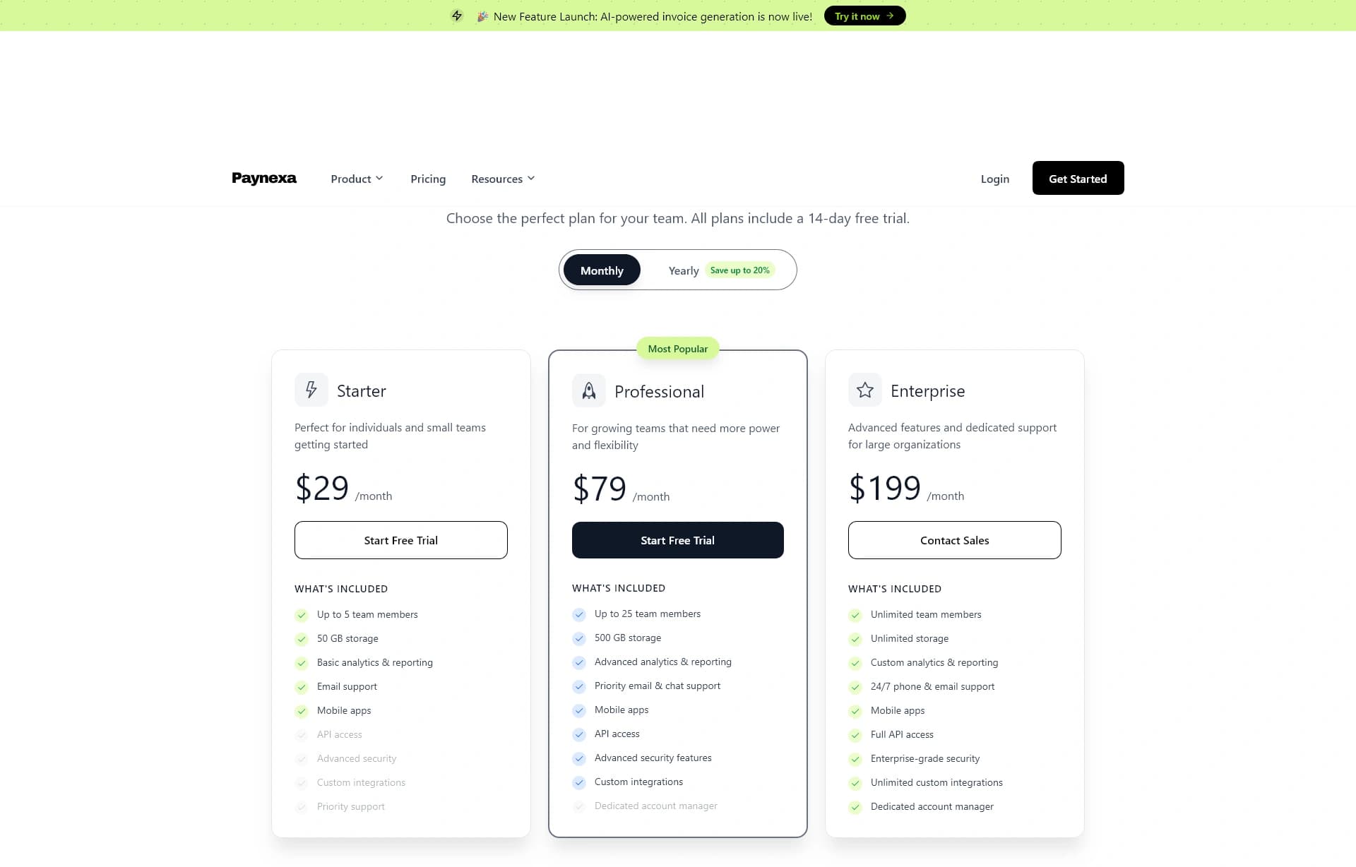 Paynexa detail screen